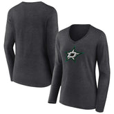 Dallas Stars Women's Primary Team Logo Long Sleeve V-Neck T-Shirt - NHL T-shirts