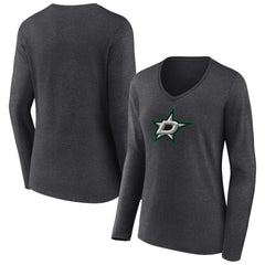 Dallas Stars Women's Primary Team Logo Long Sleeve V-Neck T-Shirt - NHL T-shirts