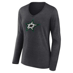 Dallas Stars Women's Primary Team Logo Long Sleeve V-Neck T-Shirt - NHL T-shirts