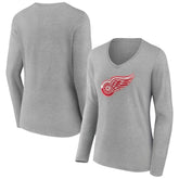 Detroit Red Wings Women's Primary Logo Team Long Sleeve V-Neck T-Shirt - NHL T-shirts
