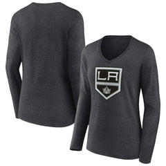 Los Angeles Kings Women's Primary Team Logo Long Sleeve V-Neck T-Shirt - NHL T-shirts