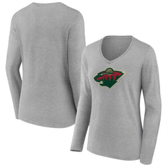 Minnesota Wild Women's Primary Logo Team Long Sleeve V-Neck T-Shirt - NHL T-shirts
