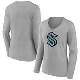 Seattle Kraken Women's Primary Logo Team Long Sleeve V-Neck T-Shirt - NHL T-shirts
