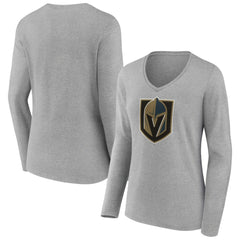 Vegas Golden Knights Women's Primary Logo Team Long Sleeve V-Neck T-Shirt - NHL T-shirts