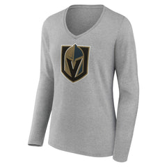 Vegas Golden Knights Women's Primary Logo Team Long Sleeve V-Neck T-Shirt - NHL T-shirts