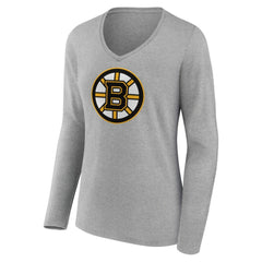 Boston Bruins Women's Primary Logo Team Long Sleeve V-Neck T-Shirt - NHL T-shirts