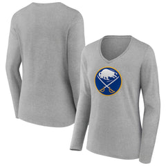 Buffalo Sabres Women's Primary Logo Team Long Sleeve V-Neck T-Shirt - NHL T-shirts