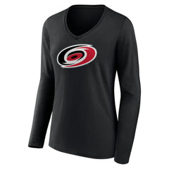 Carolina Hurricanes Women's Primary Team Logo Long Sleeve V-Neck T-Shirt - NHL T-shirts
