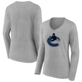 Vancouver Canucks Women's Primary Logo Team Long Sleeve V-Neck T-Shirt - NHL T-shirts
