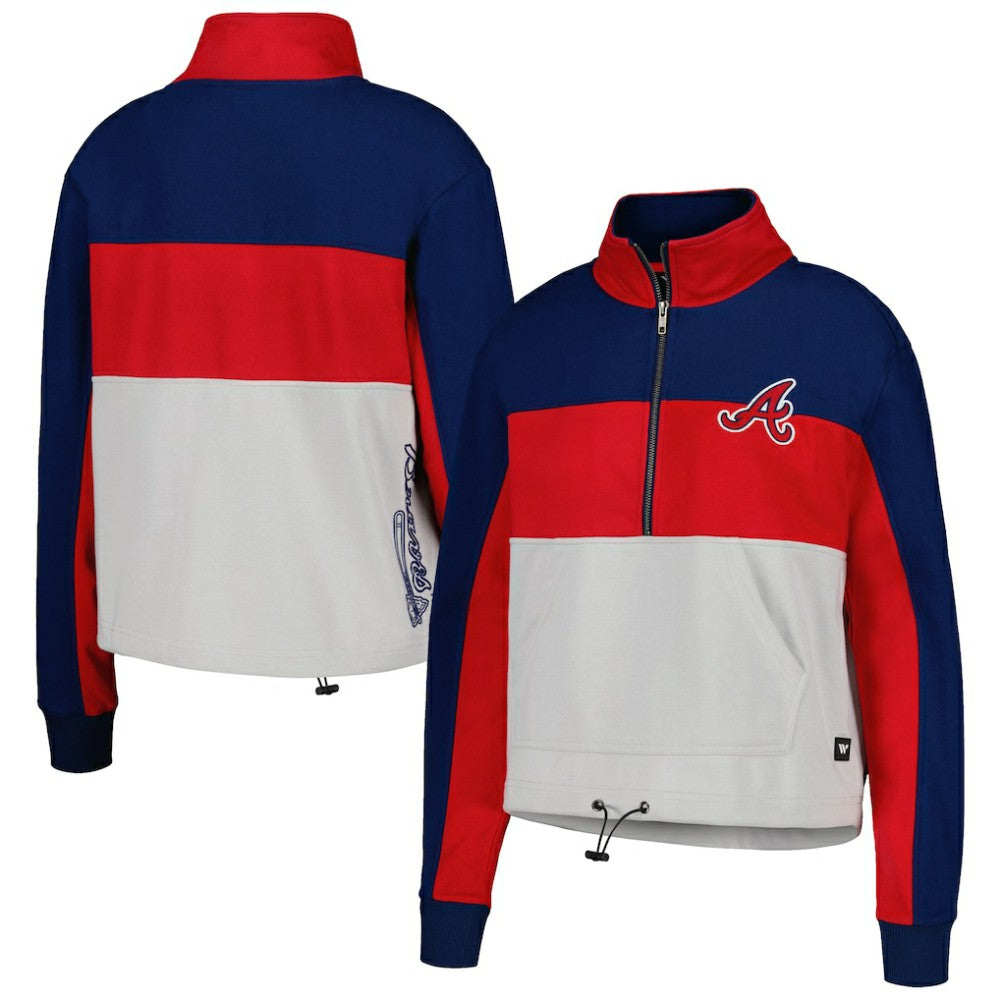 Atlanta Braves The Wild Collective Women's Color Block Half-Zip Jacket - MLB Jackets