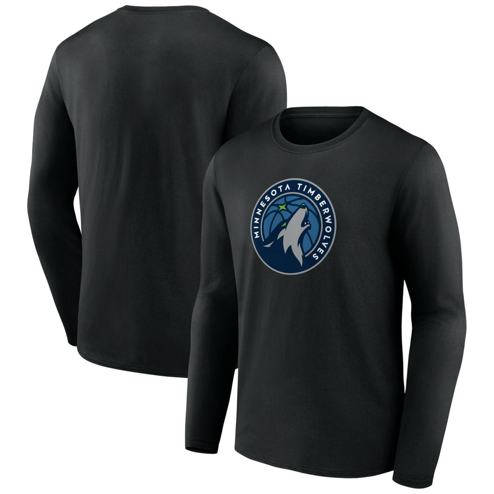 Black Minnesota Timberwolves Primary Team Logo Long Sleeve T-Shirt | NBA