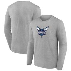 Gray Charlotte Hornets Primary Team Logo Long Sleeve T-Shirt | NBA