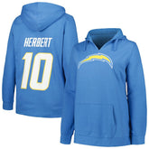 Los Angeles Chargers Justin Herbert Profile Women's Plus Size Player Name & Number Pullover Hoodie | NFL Online