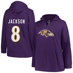Baltimore Ravens Lamar Jackson Profile Women's Plus Size Player Name & Number Pullover Hoodie | NFL Near me