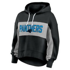 Carolina Panthers Women's Filled Stat Sheet Lighweight Modest Crop Hoodie | NFL On sale