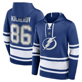 Nikita Kucherov Tampa Bay Lightning Fanatics Name & Number Lace-Up Pullover Hoodie - NHL Hoodies