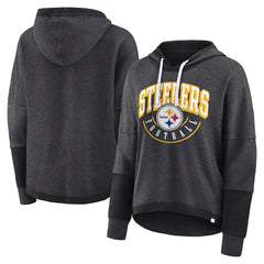 Pittsburgh Steelers Women's Lightewight Modest Crop Lounge Helmet Arch Pullover Hoodie | NFL New