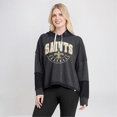 New Orleans Saints Women's Lightewight Modest Crop Lounge Helmet Arch Pullover Hoodie | NFL Near me