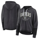 Las Vegas Raiders Women's Lightewight Modest Crop Lounge Helmet Arch Pullover Hoodie | NFL Hot