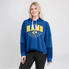 Los Angeles Rams Women's Lightewight Modest Crop Lounge Helmet Arch Pullover Hoodie | NFL Outlet