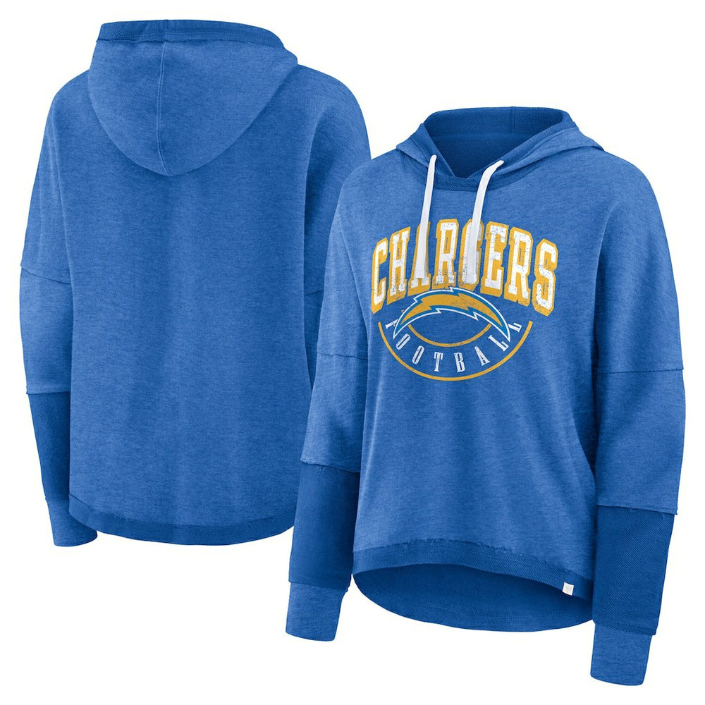 Los Angeles Chargers Women's Lightewight Modest Crop Lounge Helmet Arch Pullover Hoodie | NFL Hot