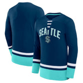 Seattle Kraken Fanatics Back Pass Lace-Up Long Sleeve T-Shirt - NHL T-shirts