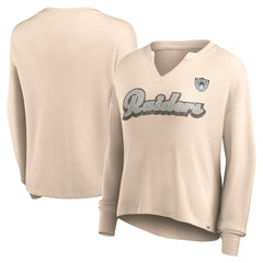 Las Vegas Raiders Women's Go For It Notch Neck Waffle Knit Lightweight Long Sleeve T-Shirt | NFL Sale