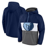 Navy/Gray Memphis Grizzlies Anorak Flagrant Foul Color-Block Raglan Hoodie Half-Zip Jacket | NBA