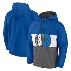 Blue/Gray Dallas Mavericks Anorak Flagrant Foul Color-Block Raglan Hoodie Half-Zip Jacket sale | NBA