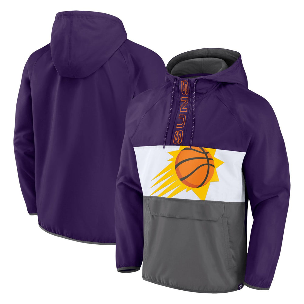 Purple/Gray Phoenix Suns Anorak Flagrant Foul Color-Block Raglan Hoodie Half-Zip Jacket | NBA