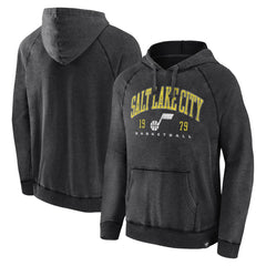 Heather Charcoal Utah Jazz Foul Trouble Snow Wash Raglan Pullover Hoodie | NBA