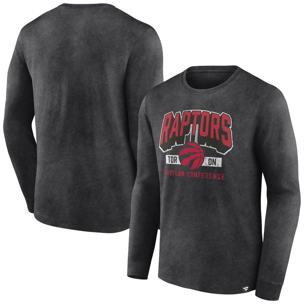 Heather Charcoal Toronto Raptors Front Court Press Snow Wash Long Sleeve T-Shirt | NBA