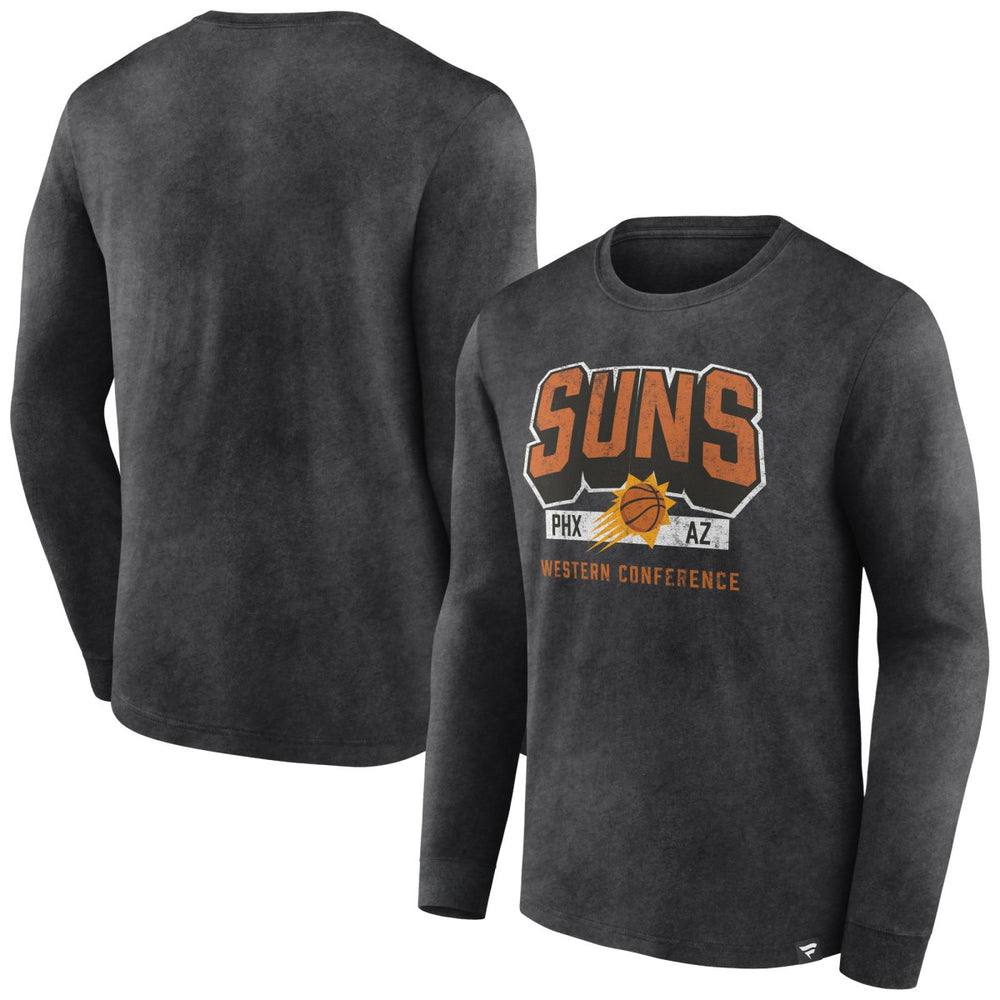 Heather Charcoal Phoenix Suns Front Court Press Snow Wash Long Sleeve T-Shirt | NBA