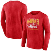 Heather Red Atlanta Hawks Front Court Press Snow Wash Long Sleeve T-Shirt | NBA