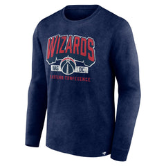 Heather Navy Washington Wizards Front Court Press Snow Wash Long Sleeve T-Shirt | NBA
