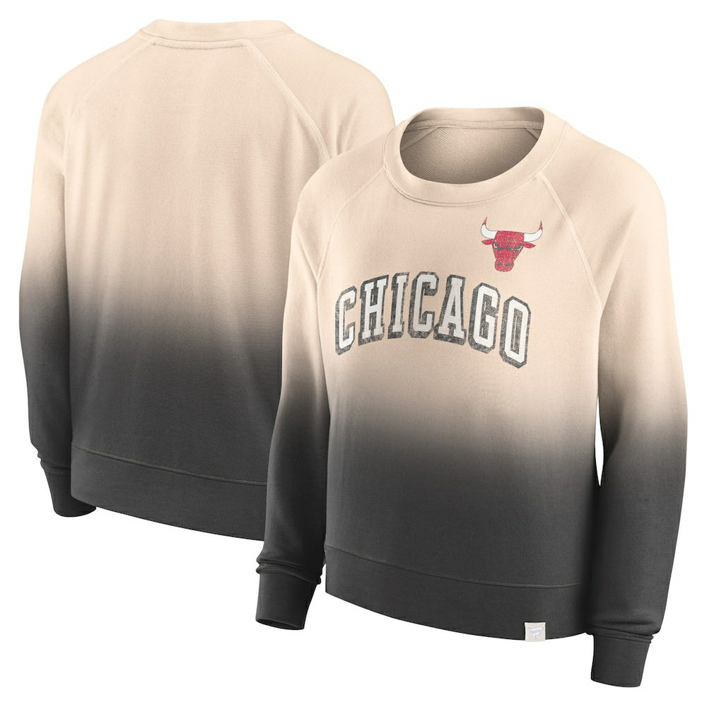 Tan/Black Chicago Bulls Women's Lounge Arch Raglan Pullover Sweatshirt | NBA