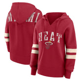 Red Miami Heat Women's Bold Move Dolman V-Neck High Hip Hoodie | NBA