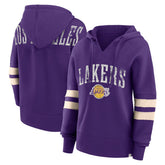Purple Los Angeles Lakers Women's Bold Move Dolman V-Neck High Hip Hoodie | NBA
