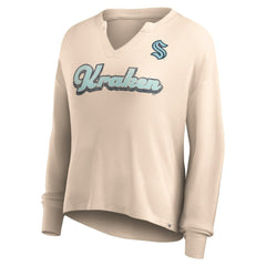 Seattle Kraken Fanatics Women's Go For It Notch Neck Waffle Knit Long Sleeve T-Shirt - NHL T-shirts