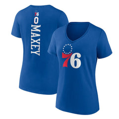 Royal Tyrese Maxey Philadelphia 76ers Women's Playmaker Team Name & Number V-Neck T-Shirt | NBA