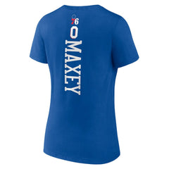 Royal Tyrese Maxey Philadelphia 76ers Women's Playmaker Team Name & Number V-Neck T-Shirt | NBA