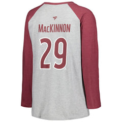Nathan MacKinnon Colorado Avalanche Fanatics Women's Plus Size Name & Number Raglan Long Sleeve T-Shirt - NHL T-shirts