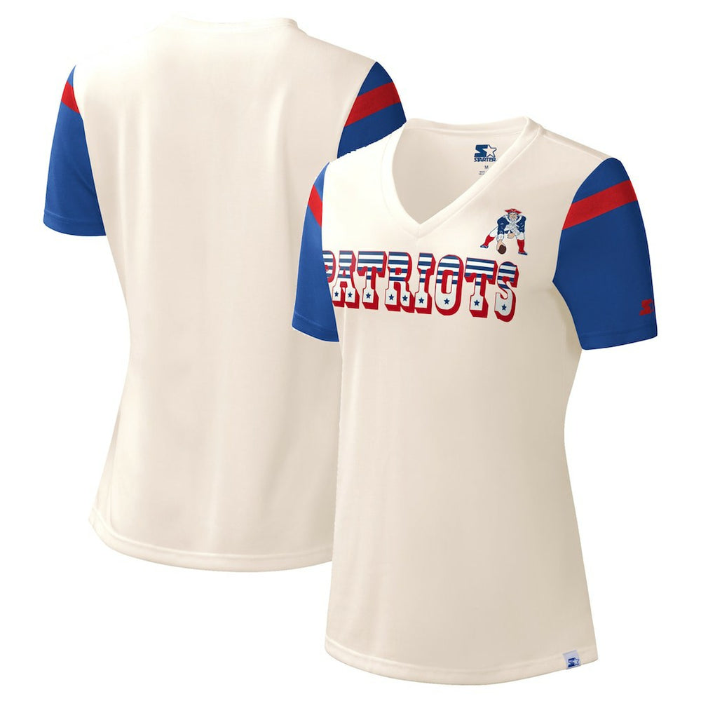 New England Patriots Starter Women's Kick Start V-Neck T-Shirt | NFL Online