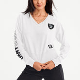 Las Vegas Raiders DKNY Sport Women's Lily V-Neck Pullover Sweatshirt | NFL Hot