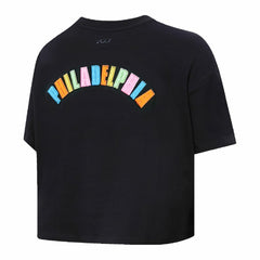 Black Philadelphia 76ers Pro Standard Women's Washed Neon Cropped Boxy T-Shirt | NBA