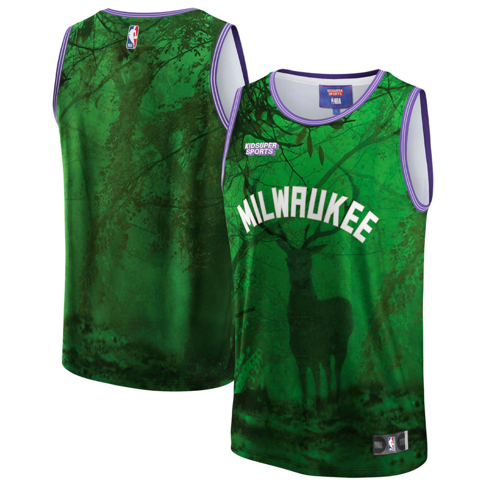 Green Milwaukee Bucks NBA & KidSuper Studios Unisex Hometown Jersey | NBA