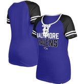 Baltimore Ravens Women's Raglan Lace-Up T-Shirt | NFL Discount