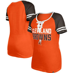 Cleveland Browns Women's Throwback Raglan Lace-Up T-Shirt | NFL Hot
