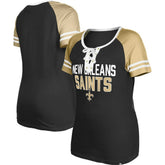 New Orleans Saints Women's Raglan Lace-Up T-Shirt | NFL Discount