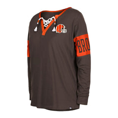 Cleveland Browns Women's Lace-Up Notch Neck Long Sleeve T-Shirt | NFL US